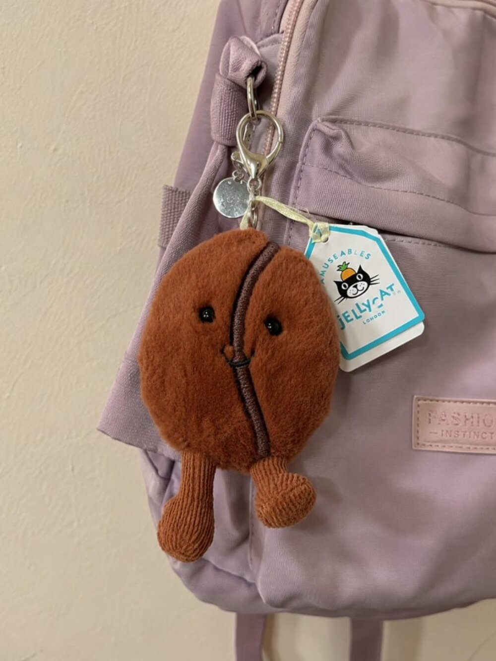 Jellycat Amuseables Coffee Bean Bag Charm Plush Keychain NWT With Dust Bag - Picture 3 of 5